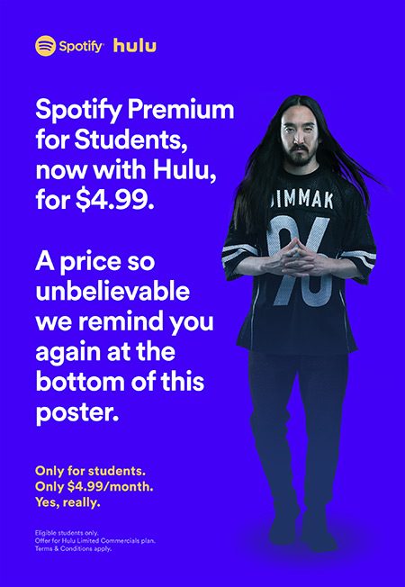 Spotify and hulu for students